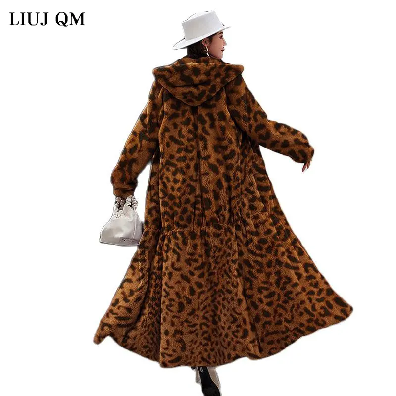 4XL 5XL Oversized Clothing Women Winter Jacket X-Long Parkas Warm Fluffy Faux Fur Coat Hooded Korean Fashion Overcoat Female