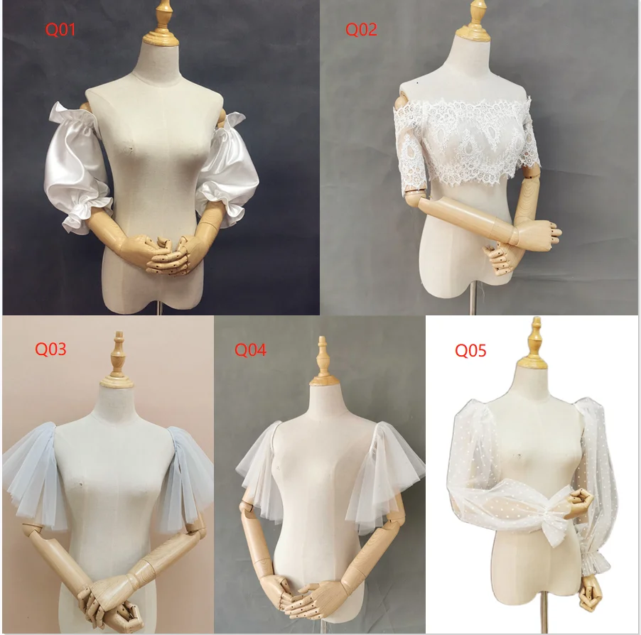 

Detachable sleeve off shoulder tulle straps for wedding dress