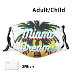 Dreaming Of Miami Mask Cloth Reusable Print Filter Washable 80S Vintage 80 S 1980S Cool Classic 70 S 90S 1990S 70S 90 S Arcade