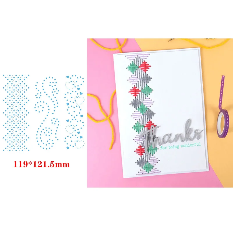 

stitch diamond swirls hearts edges metal cutting dies for DIY Scrapbooking cotton or wool papercards making craft new 2020