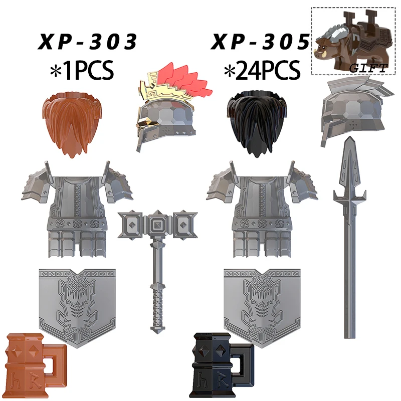 

25PCS/lot Medieval Knights Military Set The Lord Dwarf Uruk-hai Noldo Warrior Elves Building Block Accessories Toys For Children