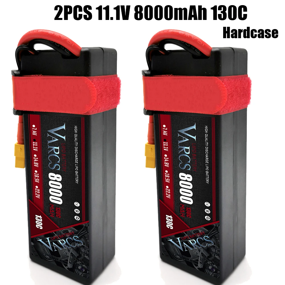 

2PCS VARCS Lipo Batteries 3S 11.1V 8000mAh 130C/260C HardCase for RC 1/8 /10 Car Off-Road Buggy Truck Boats Drone salash Parts