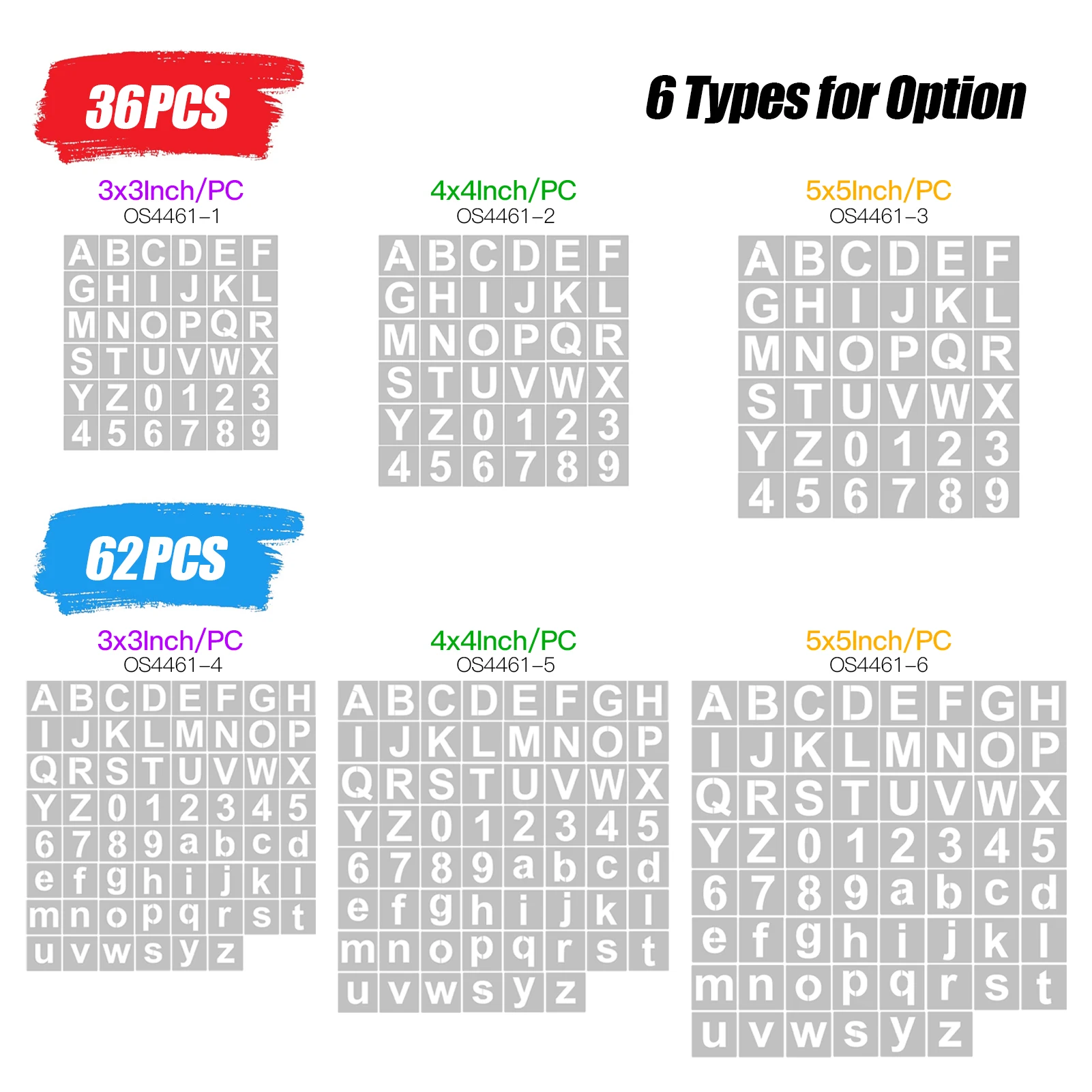 62pcs 5 Inch Letter and Number Stencils Reusable Washable Alphabet Stencils Environment-friendly PET Art Craft Templates