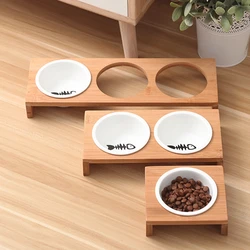 Dog Feeders Bowls Bamboo Tableware Ceramic Pet Water Bowl High Grade Anti Skid Pet Supplies Dog Bowl