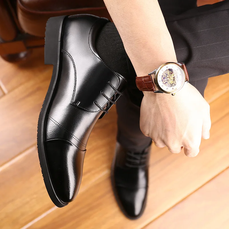 6CM Man Business Leather Shoes Men Dress Oxfords Insert Increased Men\'s Elevator Heels