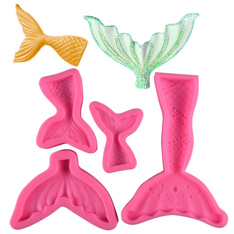 Mermaid fish Tail Silicone Mold Cake Decorating Tool Chocolate Gumpaste Sugarcraft Sugar Fondant Clay Cold Pocelain Mould M2618