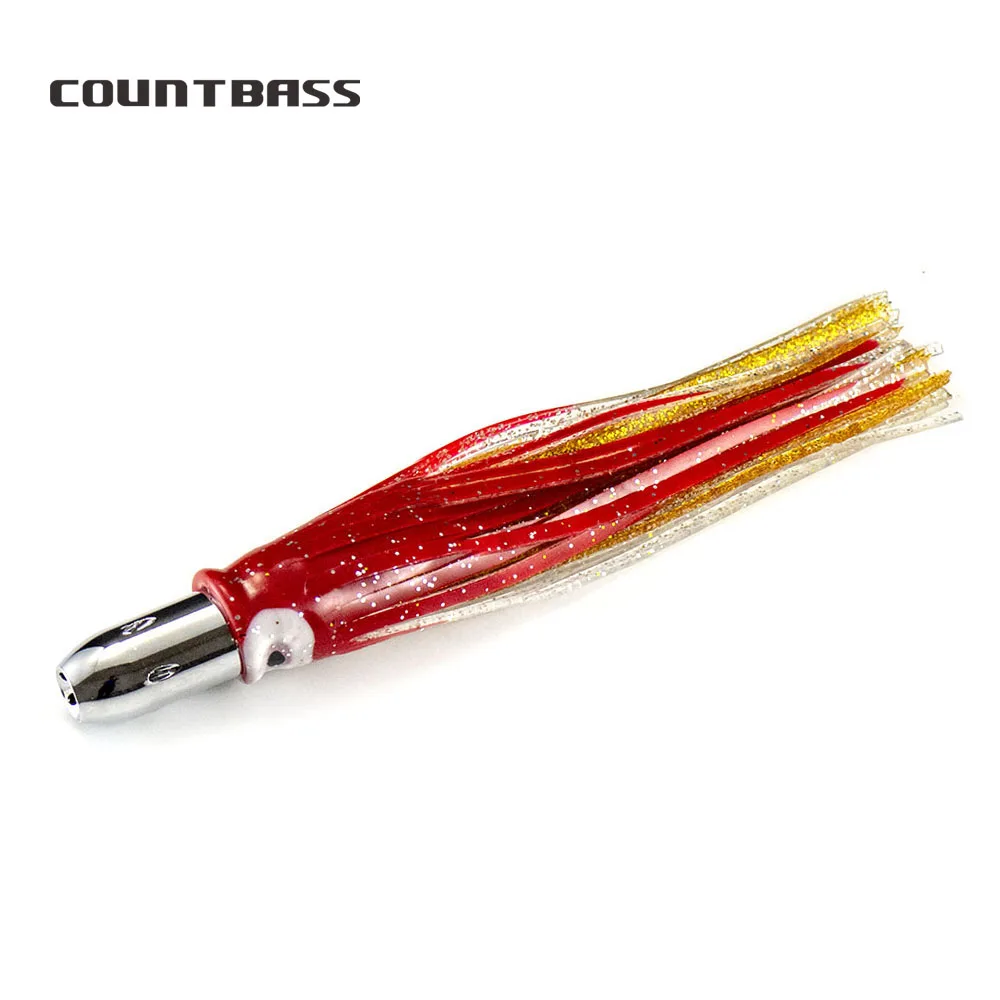 

Countbass Trolling Fishing Lures Steel Head, Bullet Jet Head with Squid Skirt, Tuna Wahoo Marline Sailfish Kinfish Lures 2.3oz