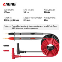 Silicone 20A gold-plated special tip Digital Multimeter Test Lead 1000V Slicon Rubber Wire Retardant Gilded Sharp Needle Probe