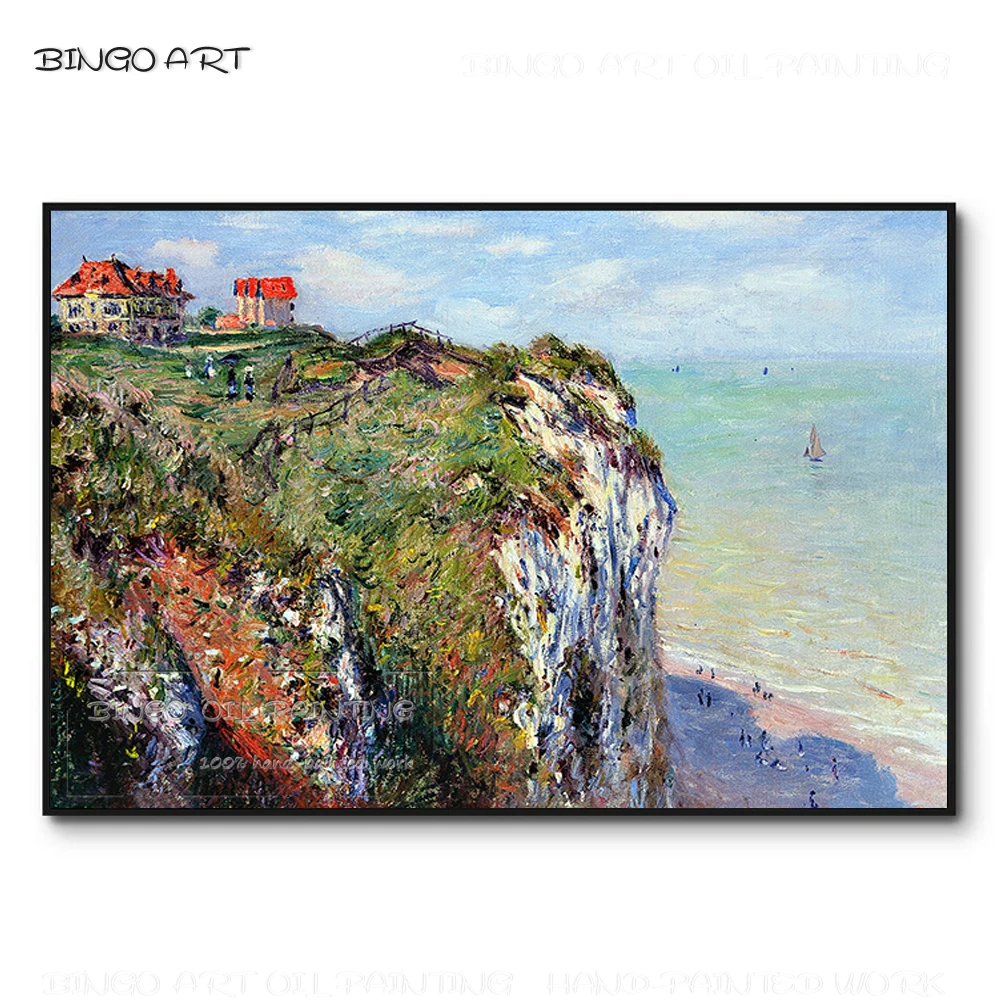 

Reproduce Cloud Monet Famous Oil Painting Cliff by The Sea Painting Hand-painted Cloud Monet Canvas Painting Cliff Oil Painting