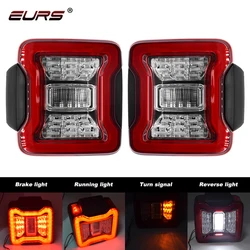 EURS 2PCS Wrangler JL 2018-2021 Car LED Tail Light DRL Brake Reverse Turn Signal Rear Taillight Assembly Lamp  Red For Jeep