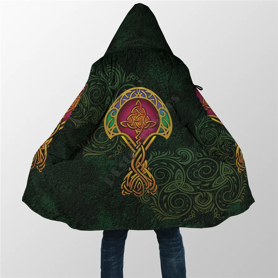 Celtic Tree Cloak 3D All Over Printed Hoodie Cloak for Men Women Winter Fleece Wind Breaker Warm Hood Cloak