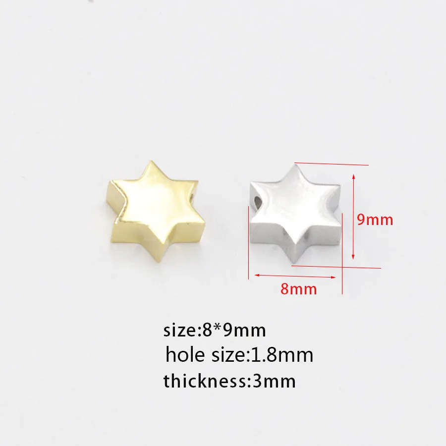 Silver Color/Golden Stainless Steel Star Of David Bead Charm For Jewelry Making Metal Hexagonal Star Bead High Polished 30pcs