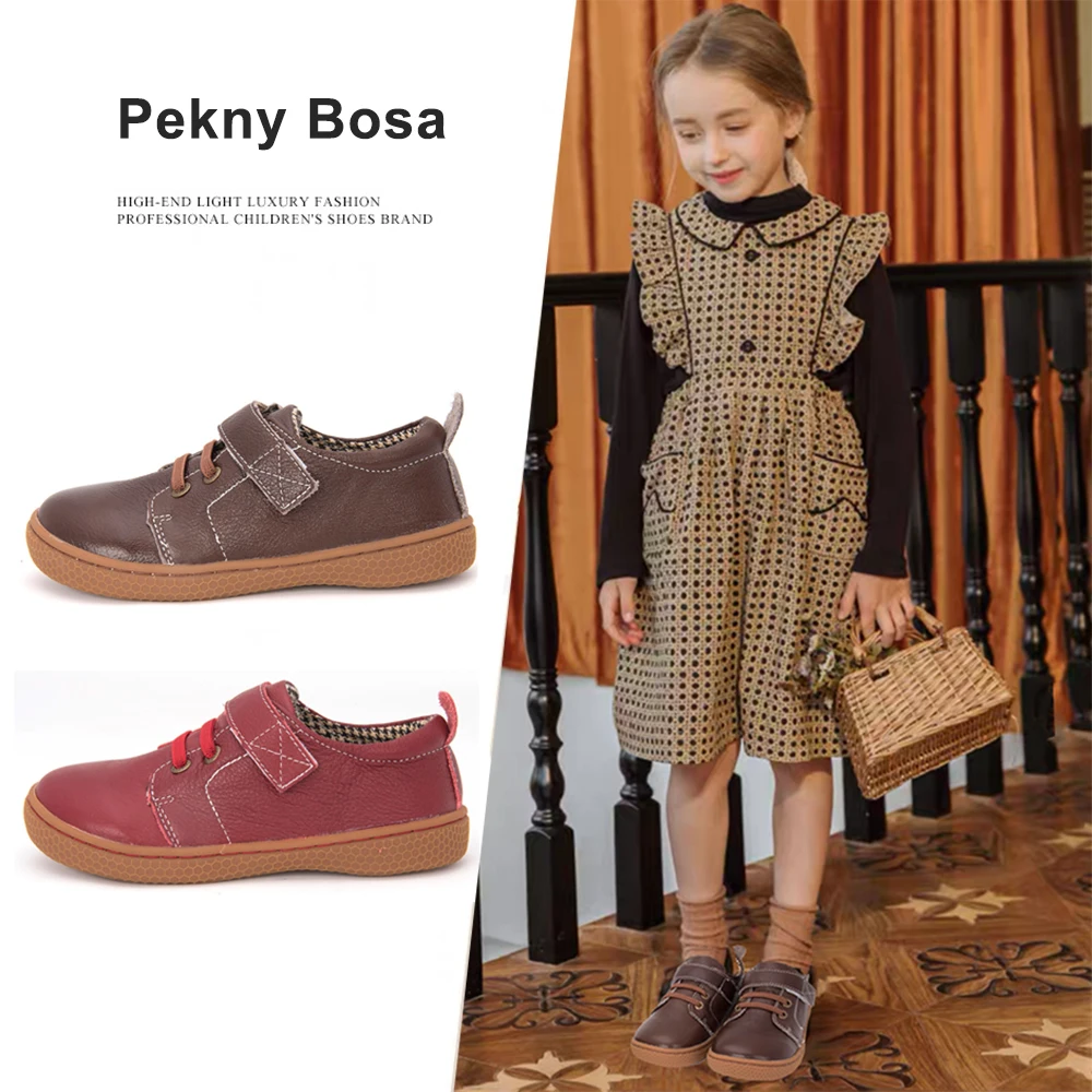 PEKNY BOSA kids shoes leather Sneakers children zapatillas leather zapatillas niño barefoot shoes เด็กน้อยเย็ดกัน girls shoes