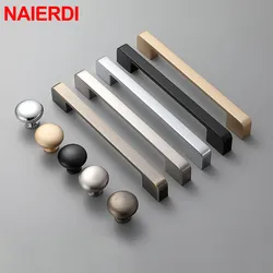NAIERDI American style Kitchen Cupboard Pulls Zinc Aolly Gold Silver Cabinet Handles Drawer Knobs Fashion Furniture Handle