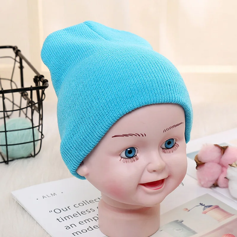 0M-4Y Toddler Infant Candy Color Hats Baby Boy Girl Warm  Knit Wool Children\'s Cap Cotton Soft Newborn Kids Beanie