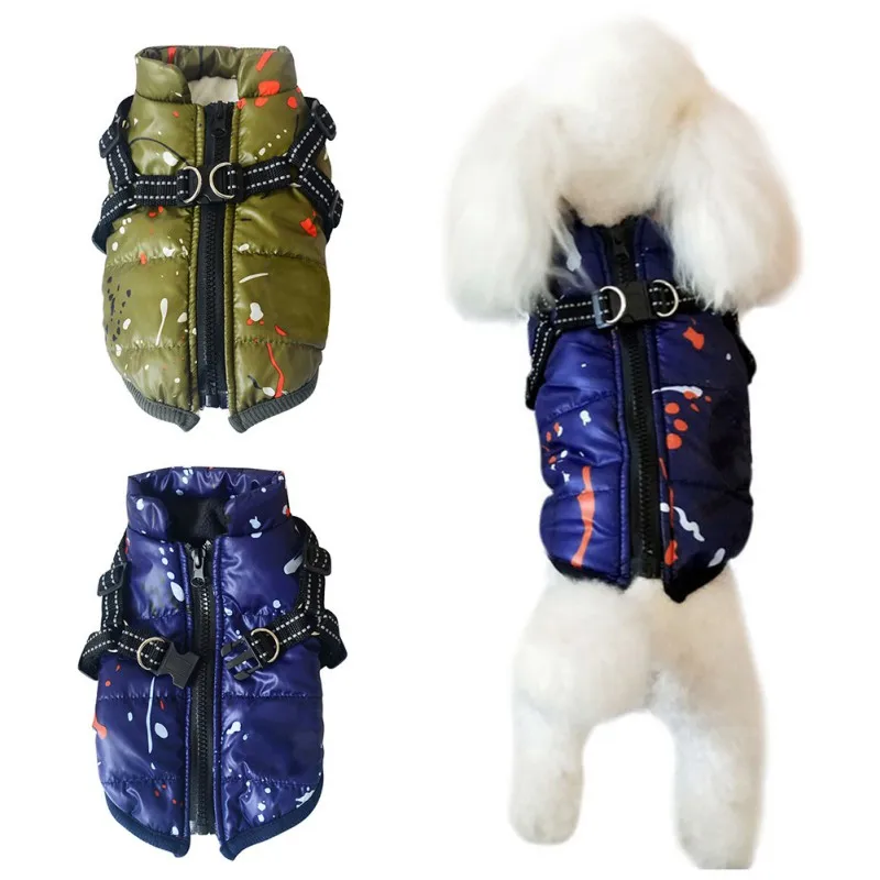 Winter Dog Clothes For Small Dogs Warm Fleece Dog Jacket Waterproof Pet Coat With Harness Chihuahua Clothing Yorkshire Costume