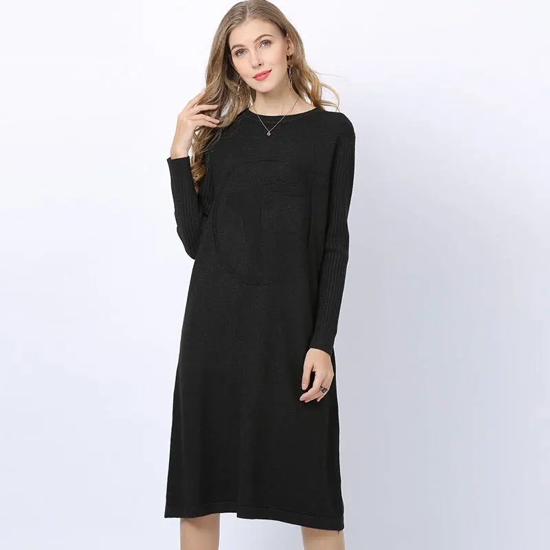 Oversized Long Knit Women Maxi Sweater Dress Autumn Winter Pullover Straight Dresses Casual Highstreet Midi Dress