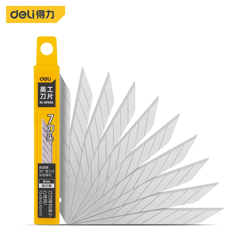 

Deli DL-DP093 Utility Knife Blade Utility Knife Accessories There are 10 Utility knife Blades In A Set 9MM Wide