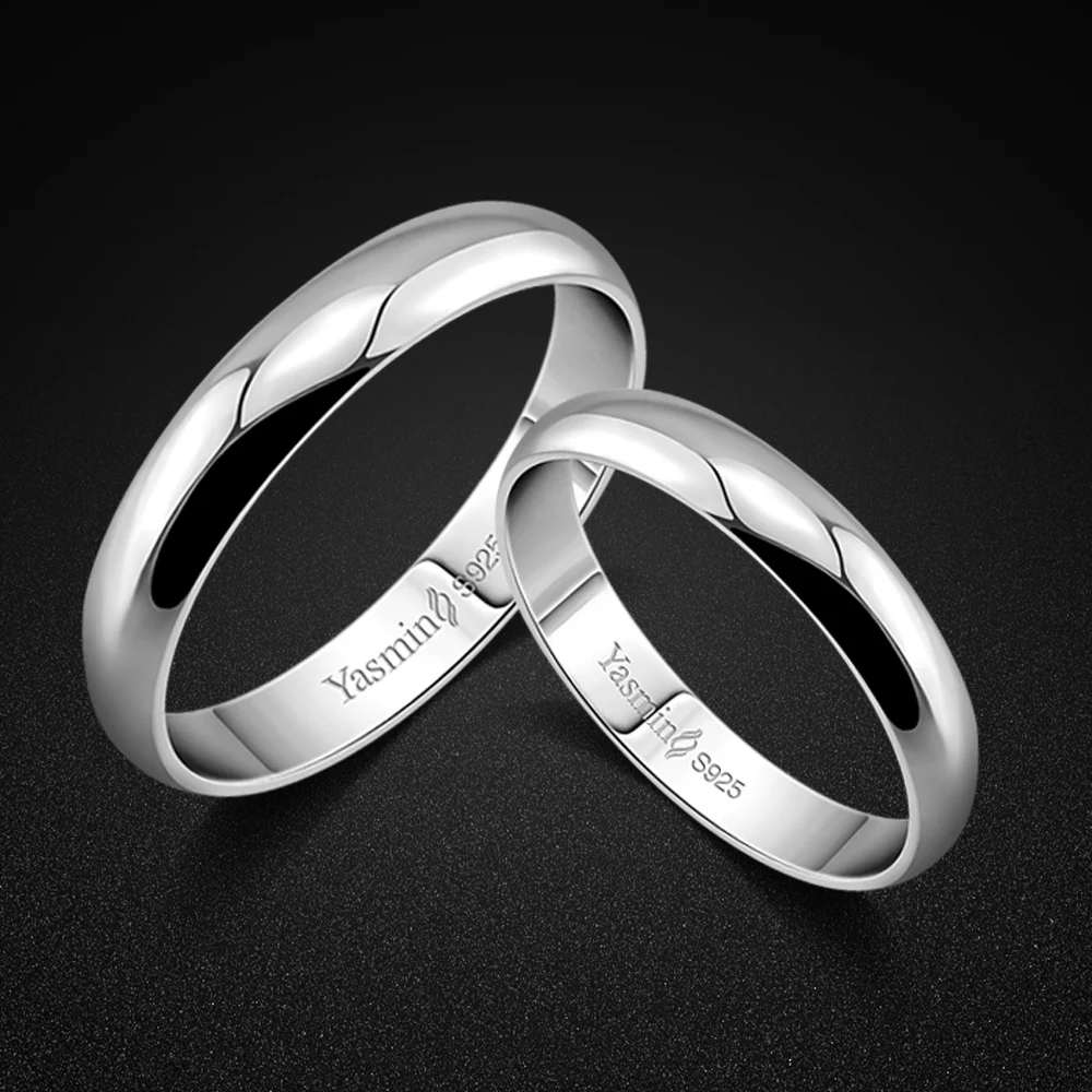 Classic Couple Rings 100%  925 Sterling Silver Woman & Men Ring Fashion Simple Solid Silver Wedding Ring Jewelry Gift For Lover