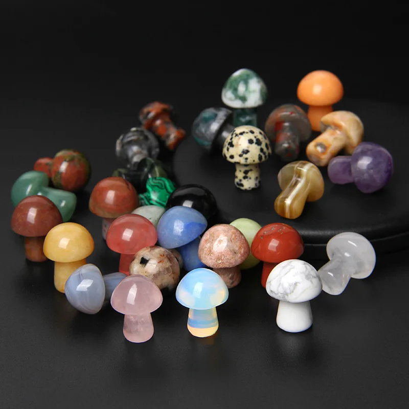 15x20mm Mini Pilz Stein Geschnitzte Natürliche Quarz Agat Healing Reiki Hause Dekoration Edelstein Aquarium Polieren Ornament 5 teile/los
