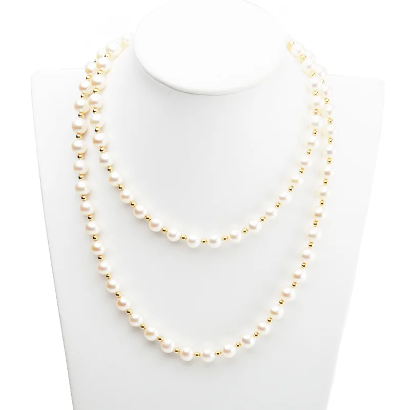 

MADALENA SARARA 8-9mm AAA Freshwater Pearl Necklace Near Round Shape White Pearl Strand 30"