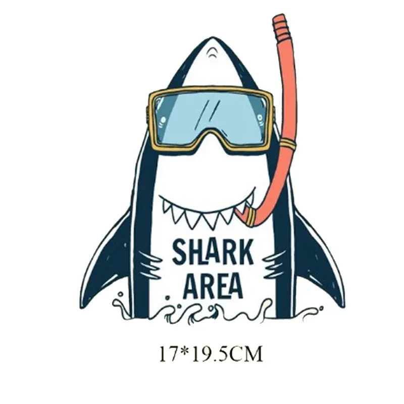 Iron on Patches Big Animal Shark Top Clothing Application Thermo Transfer for Clothes Decor Stripes T-shirt Badges Stripes Tops