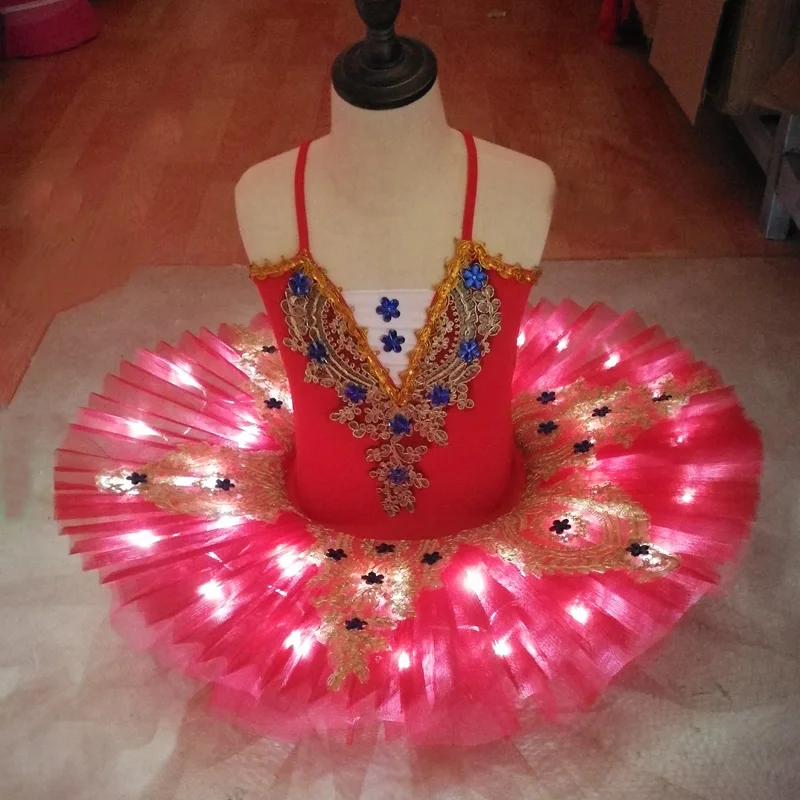 Ruoru Professional Ballet Tutu Skirt Ballerina Ballet Dress Kids Girls Adult Led Tutu Dance Costume Pancake Tutu Swan Vestido