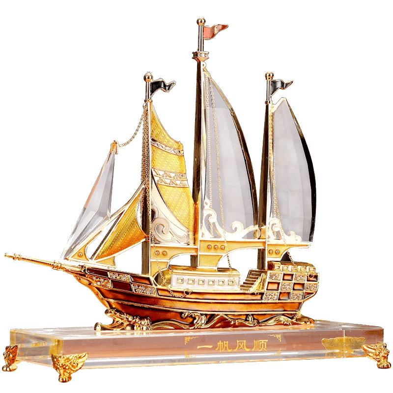 TT Crystal Smooth Sailboat Decoration Crafts Home Office Living Room Wine Cabinet Decorations