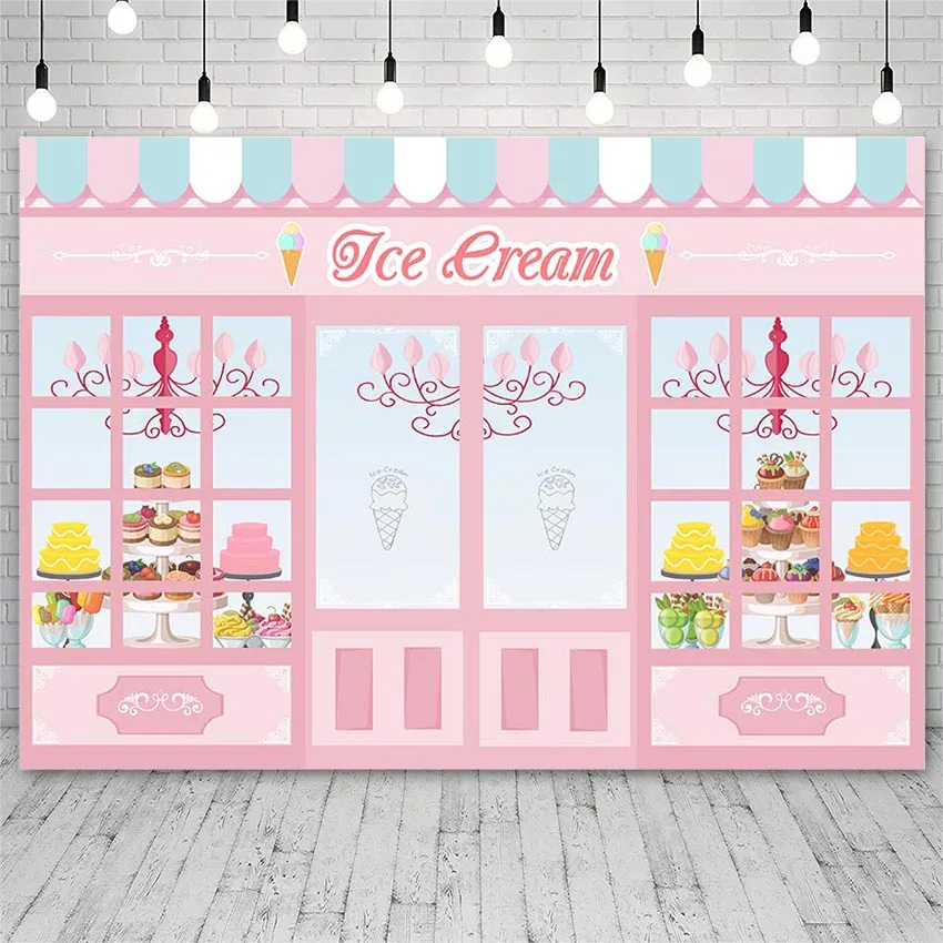 

Avezano Backdrops Birthday Pink Ice Cream Shop Cake Smash Girl Photography Background For Photo Studio Photozone Decor Props