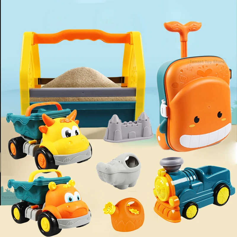 Beach Toys Cars For Children 6-12pcs  Beach Game Toys Kids Sandbox Set Kit Summer Toys For Beach Play Sand Water Game Play Cart