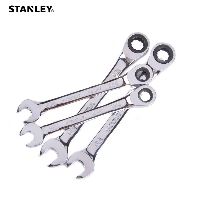 Stanley Inch 12pt. ratcheting wrench 5/16 3/8 7/16 1/2 9/16 5/8 11/16 3/4 ratchet spanner flask set nut spline mechanic tool box