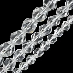 Natural Stone Faceted White Clear Quartzs Crystal Loose Spacer Beads For Jewelry Making DIY Bracelet Strand 15