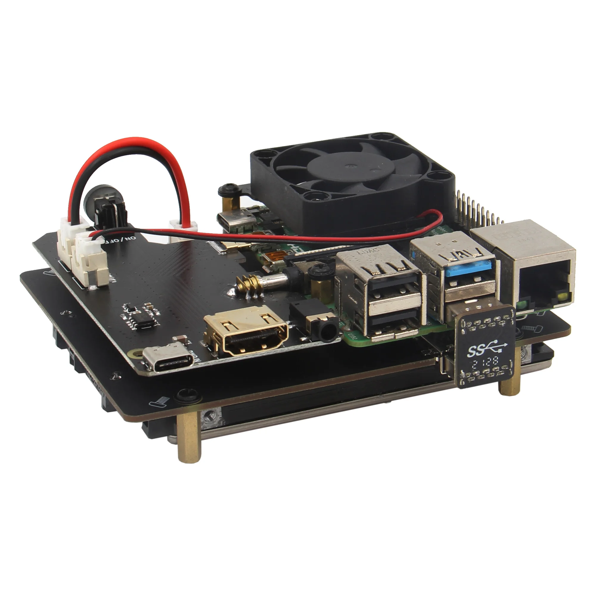 Raspberry Pi 4 Modell B NASPi Lite 2,5 zoll SATA HDD/SSD Schild & Metall Fall mit Lüfter