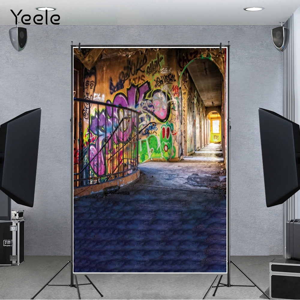 Yeele-خلفية جدارية جرافيتي عتيقة ، نمط الجرونج ، لغرفة النوم ، المدخل ، صورة الطفل ، خلفية الفينيل للتصوير الفوتوغرافي ، استوديو الصور