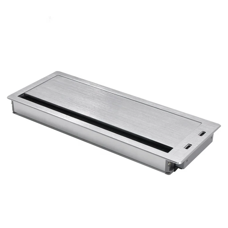

Aluminum Alloy soft closing rectangular office desk grommet wire cable management box wire organizer box for computer table