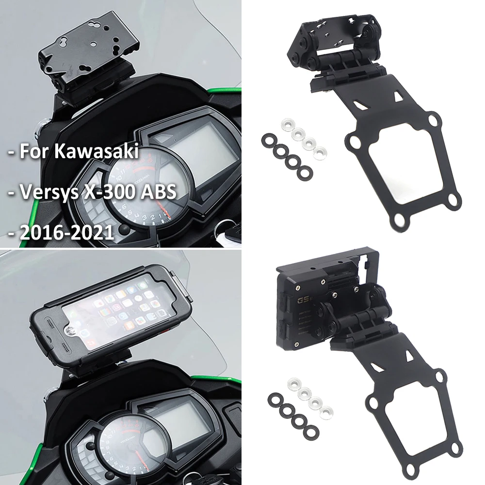 

FOR KAWASAKI Versys-X300 VERSYS X-300 X300 ABS 2016-2021 Motorcycle Phone GPS Mount USB Wireless Charging Navigation Bracket