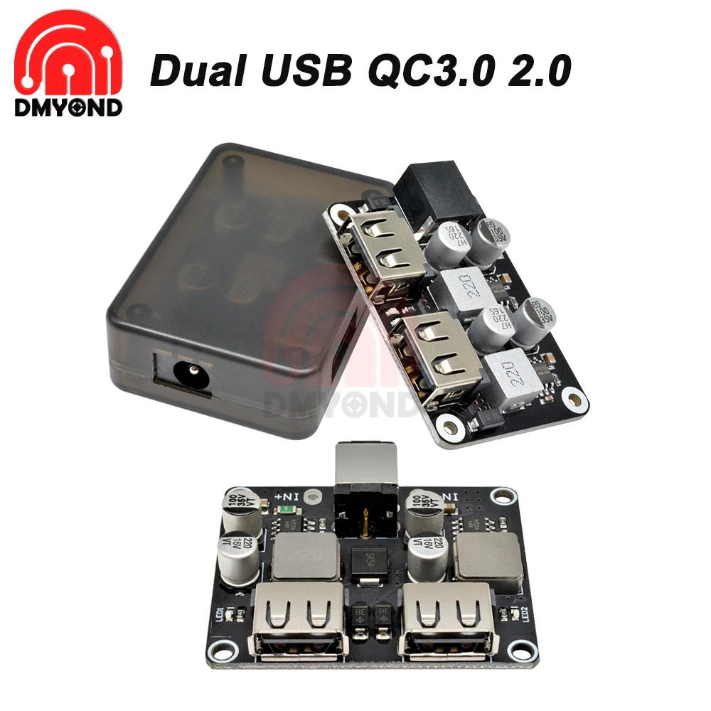 Módulo reductor de carga rápida para teléfono móvil, dispositivo Dual USB de 12V, 24V a 5V/9V, 2 canales, CC de 12V y 24V a QC3.0 2,0, carga rápida para coche