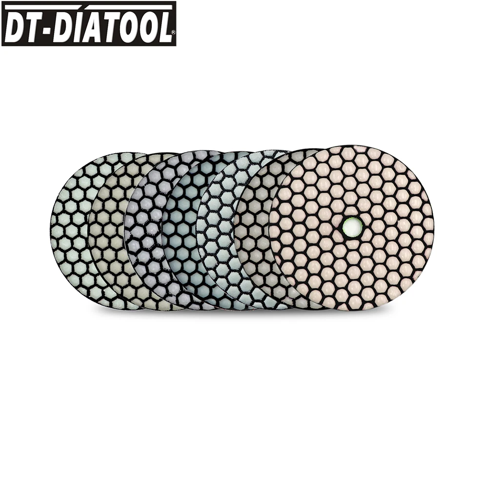DIATOOL Dia100mm1set/7 قطعة حصى مختلط الماس الجاف لوحة تلميع الراتنج السندات الملمع القرص لقرص الرملي الرخام الجرانيت