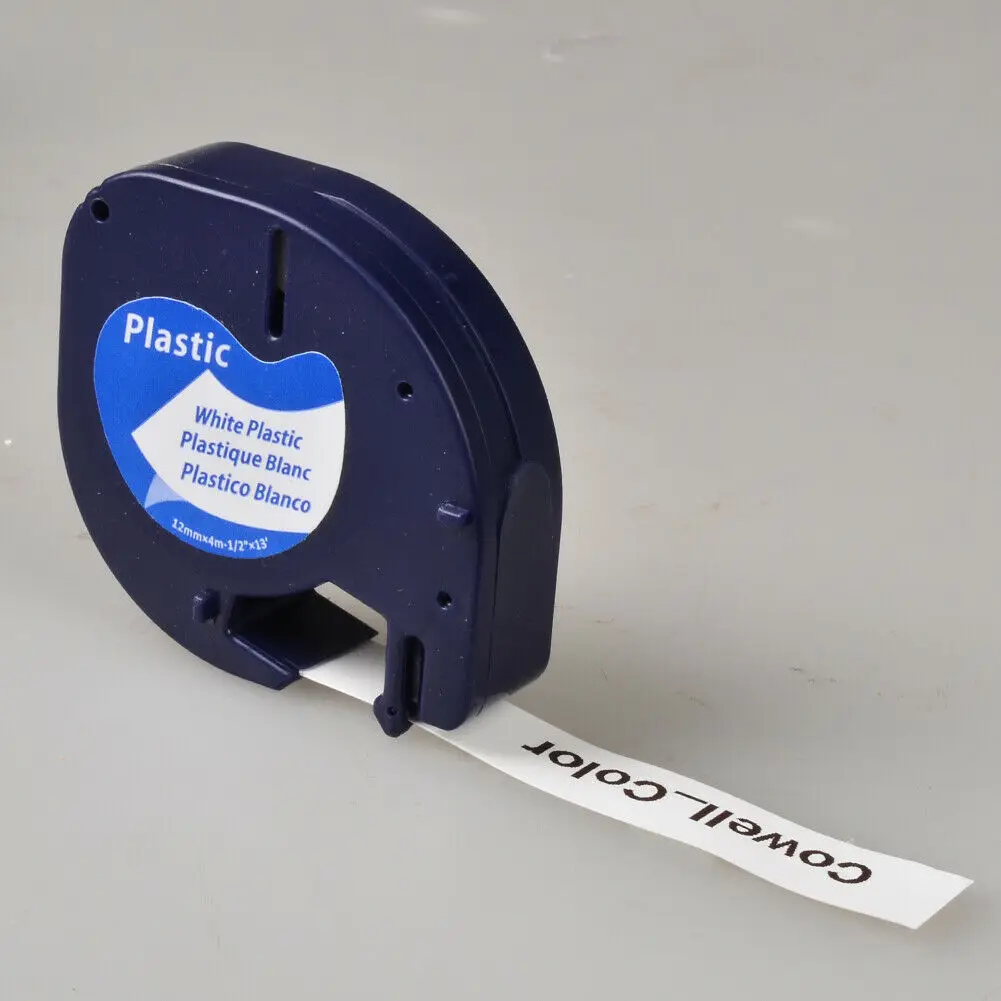 10 Compatible Dymo LetraTag 91201 Black on White Plastic Label Tapes 91201 91221 59422 S0721660 LT100H