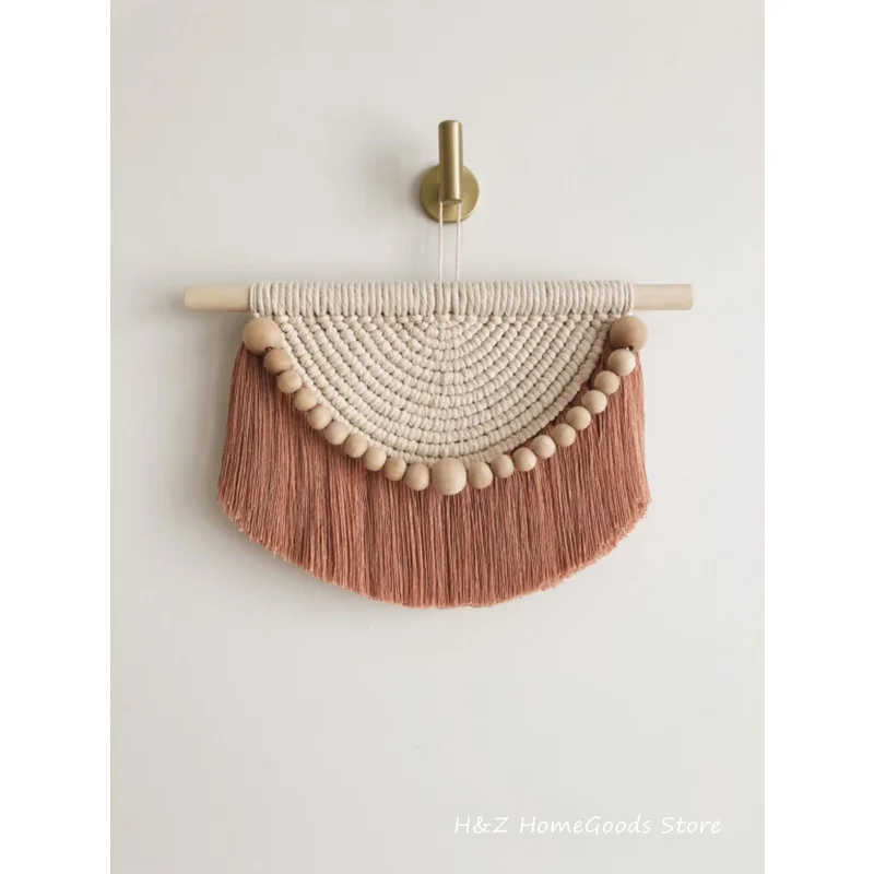 Macrame Wall Hanging Tapestry With Wood Beads And Tassels Handmade Woven Bedroom Livingroom Decration Home Office Nursery Decor