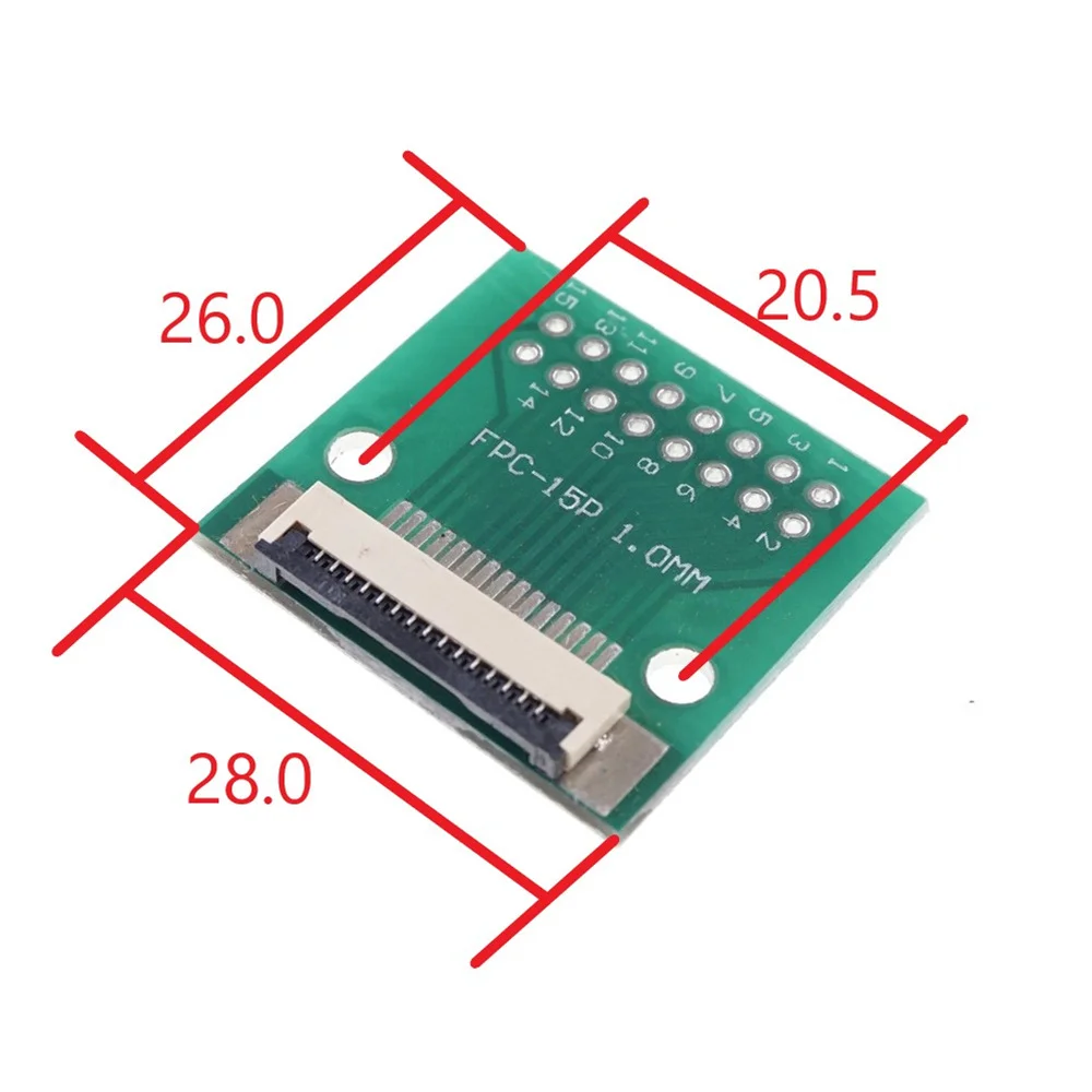 2 pcs FPC FFC 15 PIN 1.0 mm pitch Connector SMT Adapter to 2.54 mm Space 1.00 inch pitch through hole DIP PCB adapter solder