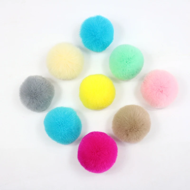 8cm Félkegyelmű Nyúl Bunda golyós DIY kézműves Anyagellátás Ruházat Megvarr Bolyhos pompom golyós handmade keychain Öltözés Fejfedő accessor 1pcs