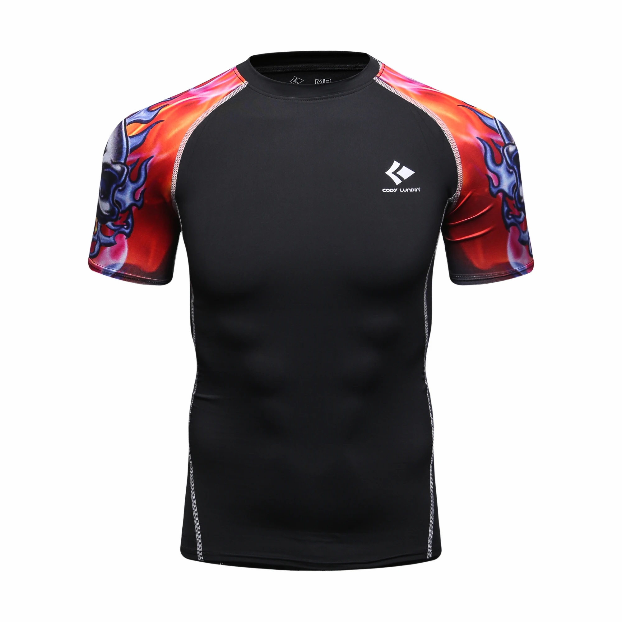 2023 CODY LUNDIN Factory Short Sleeves Quick Dry Men Custom Diving Surfing Rash Guard Top Accept OEM Shirt Male Black Print Tees