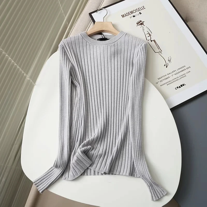 Maxdutti Winter Sweaters Women Office Lady Solid Pull Femme Rib Oneck England Pullovers Tops Style Fashion Simple Sweaters Women