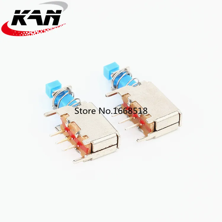 10PCS PS-12E05 A03 Straight key switch self-locking blue with spring power switch