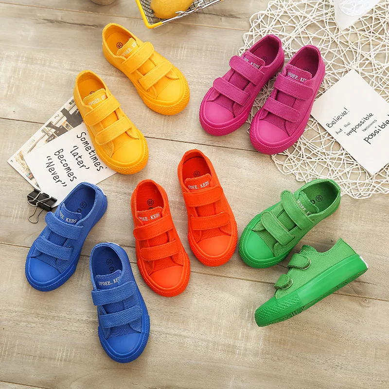 2024 New Autumn Kids Canvas Shoes Breathable Boys Girls Fashion Sneakers Children Candy Color Sport Shoes Chaussure Enfant