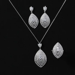 Jewelry Set HADIYANA Vintage Necklace Ring And Earring Set For Women Party High Quality Cubic Zirconia CN992 Conjunto de joyas