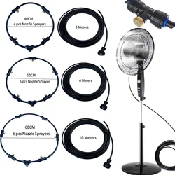 Fan Ring Nebel System 1/4 Zoll Beschlagen Kühlung Ring Mit Messing Sprinkler Düsen Wasserhahn Adapter 4-6Nozzles PE Fan Ring