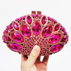 New Design Peacock Shape Evening Bag Green Stone Crystal Luxury Clutch Bag Diamond Ladies Handbags Party Purse Wedding Bag 88151