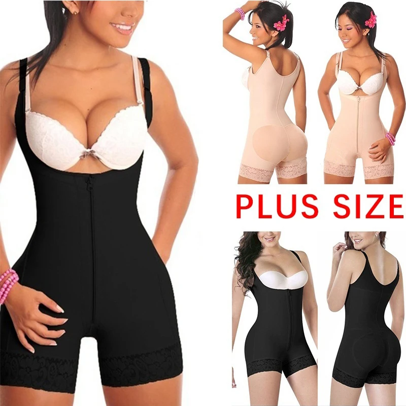 

Women Body Shaper Slimming Shapewear Bodysuit Zip Front Open Bust Tummy Waist Trainer Control Butt Lifter Panties Underwear